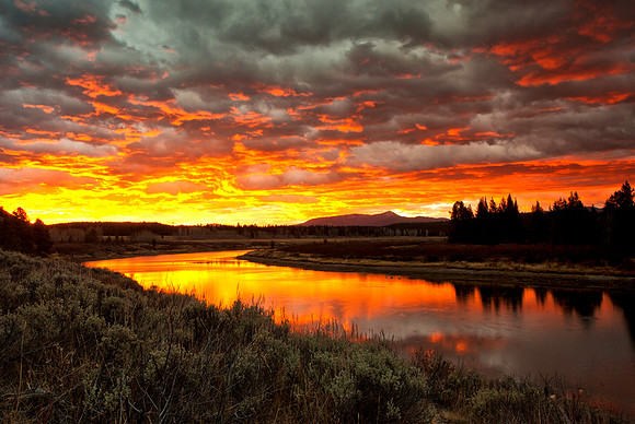 Fiery Sunrise on the Oxbow Bend