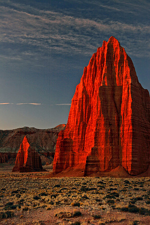 Day's First Sunrays on Temples of Sun and Moon